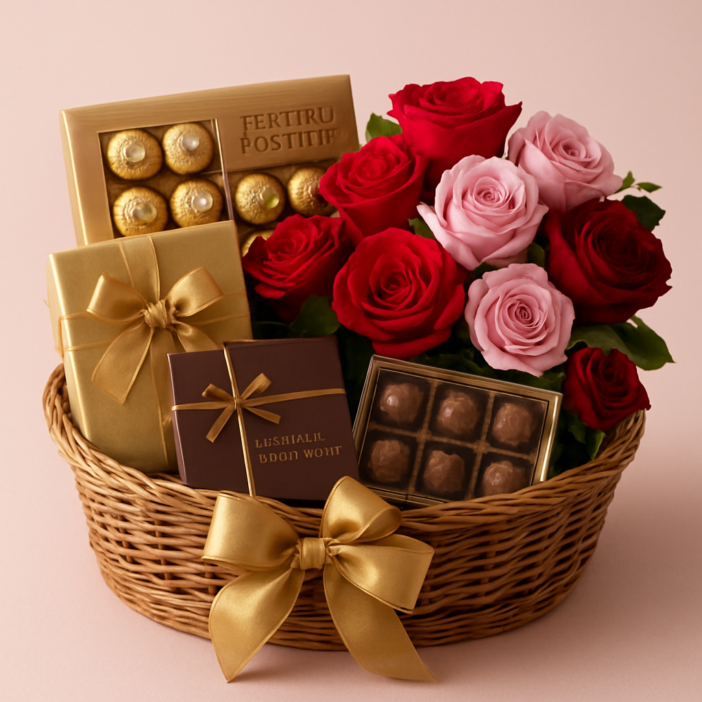 Chocolate hamper with roses
